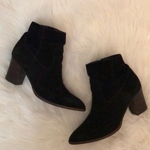 Franco Sarto Black Suede Echelon Block Booties